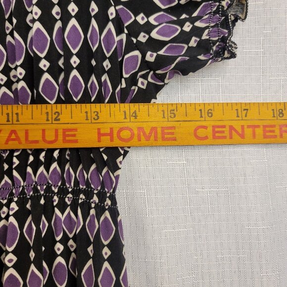 Max Studio Womens Smocked Bodice A-Line Dress Small Purple Black Boho - Picture 6 of 6